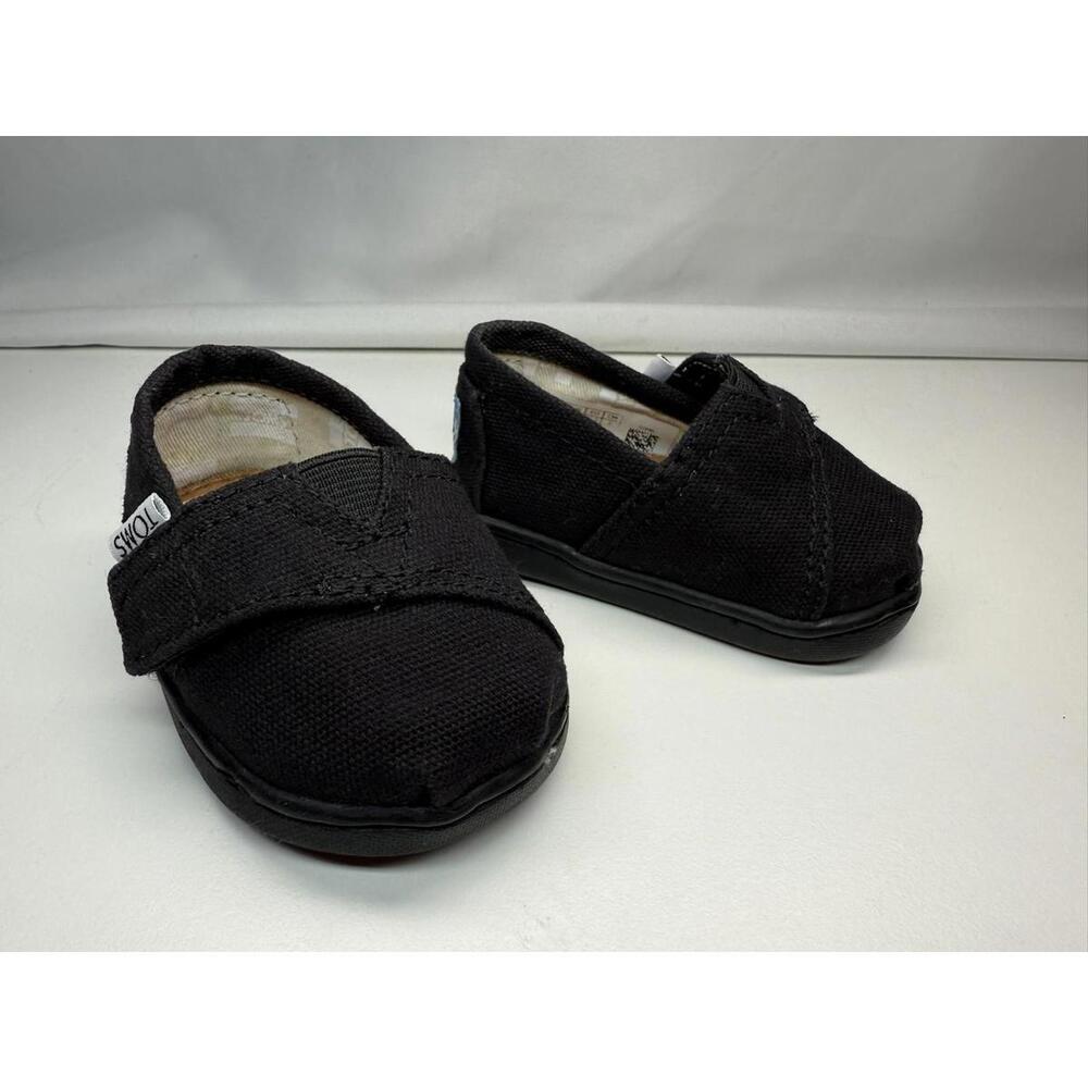 Toms Kids Black Canvas Slip-On Shoes